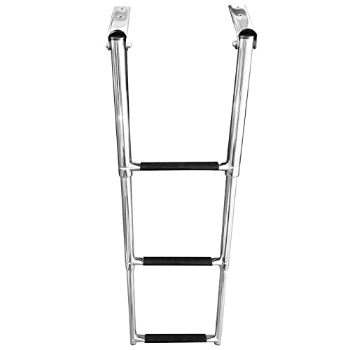 WORHAN Edelstahl Marinetauglichen 3 Stufen Faltbar Klappbar Teleskopleiter Schwimmbadleiter Bootsleiter Yachtleiter Dockleiter Pontonleiter ML200 von WORHAN