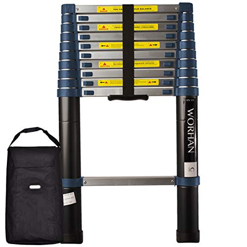 WORHAN Teleskopische 3.2m TELESKOPLEITER ALULEITER ANLEGELEITER ALULEITER ALU TELESKOP Leiter MULTIFUNKTIONS Leiter 320cm 1K3.2C+Bag von WORHAN