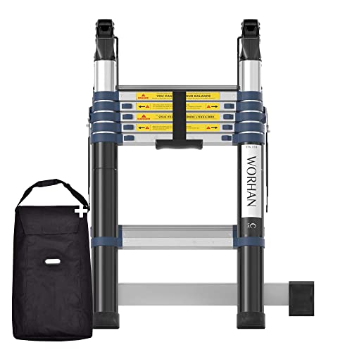 WORHAN Teleskopische 3.8m TELESKOPLEITER 2 in 1 ANLEGELEITER KLAPPLEITER ALU TELESKOP Leiter MULTIFUNKTTIONS Leiter 380cm K3.8C+Bag von WORHAN