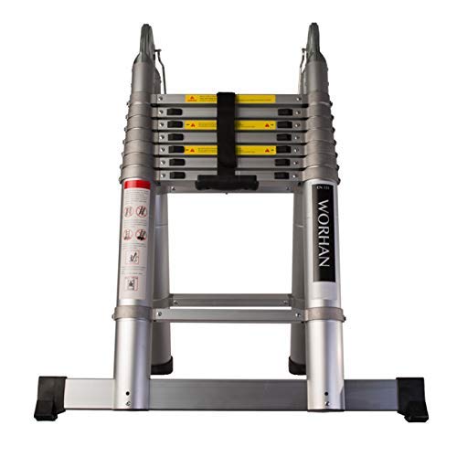 WORHAN Teleskopische 5.6m MIT ALUMINIUMRINGEN TELESKOPLEITER MIT ALUMINIUMRINGEN ANLEGELEITER KLAPPLEITER TELESKOP Leiter MULTIFUNKTTIONS Leiter 560cm AK5.6 von WORHAN