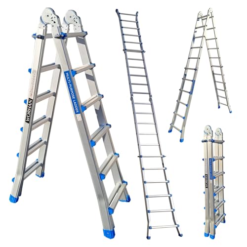 WORHAN Teleskopleiter 587cm Leiter Anlegeleiter Klappleiter Multifunktionsleiter Größenauswah L6 von WORHAN