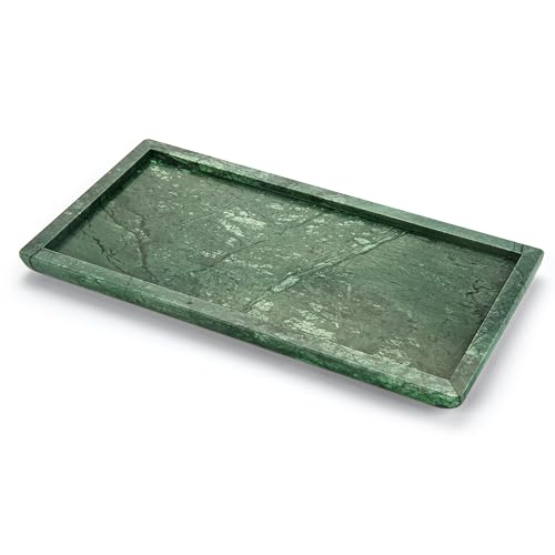 Marmor Badezimmer Schminktisch Tablett – Elegantes dekoratives JuwelenTablett Steintablett für Zuhause und Küche 14 x 7,8 Zoll indisches Grün von WORHE