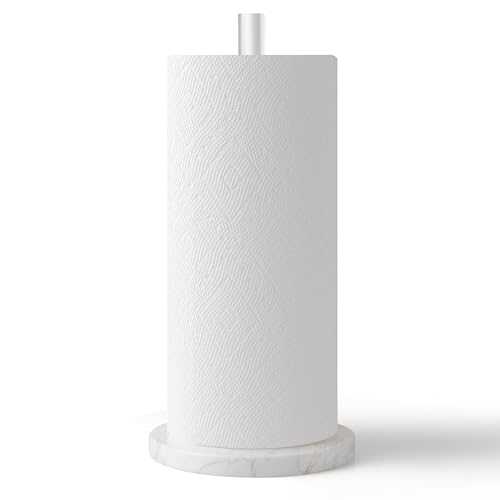 WORHE Küchenrollenpapierhalter, Acryl Marmor,Toilettenpapierhalter, Rollenpapierhalter, Badezimmer, Vertikal, Platzsparend Holder mit Marmorsockel MarbleBase (YGC002) von WORHE