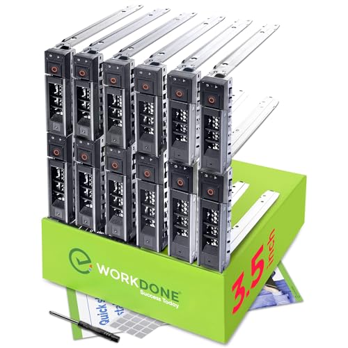 WORKDONE 12er-Pack - 3,5" Festplatten-Caddy - Kompatibel für Dell PowerEdge Server 14.-15. Gen. - mit ausführlicher Anleitung - Aufkleber - Schraubendreher - Starke Tray-Schrauben von WORKDONE