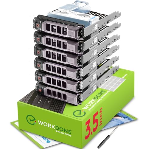 WORKDONE 6er-Pack - 3,5" Festplatten-Caddy m. 2,5"-Festplattenadapter - Kompatibel für Dell PowerEdge Server 11.-13. Gen. - Handbuch - Frontsticker - Schraubendreher - Starke Trayschrauben von WORKDONE