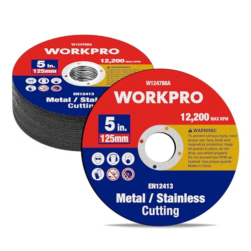 WORKPRO 20tlg. Trennscheibe Set, Trennscheibe 125 metall, Profi Trennscheiben für Metall & Edelstahl, 125 mm x 1,2 mm x 22 mm, Zubehör für Winkelschleifer von WORKPRO