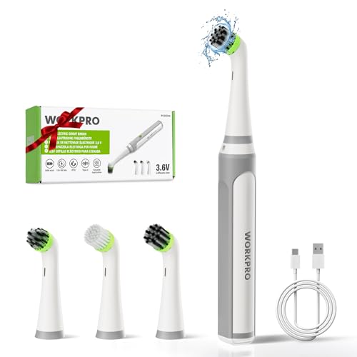 WORKPRO 3.6V Elektrische Reinigungsbürste Haushalt, 5500 RPM Electric Brush, IPX6 Wasserdicht mit USB - C Ladekabel und 4 Austauschbaren Bürstenköpfen für Die Reinigung von Fliesen, Spüle und Fugen WORKPRO 3.6V Elektrische Reinigungsbürste Haushalt, 5500 RPM Electric Brush, IPX6 Wasserdicht mit USB - C Ladekabel und 4 Austauschbaren Bürstenköpfen für Die Reinigung von Fliesen, Spüle und Fugen von WORKPRO