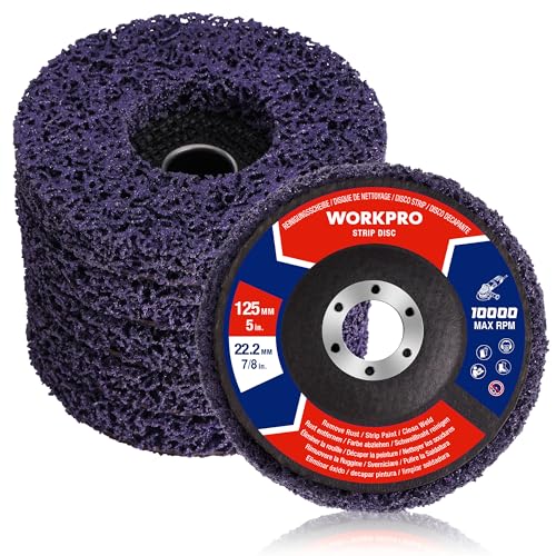 WORKPRO 6er-Pack Scheibe Schleifscheiben, 125 mm Reinigungsscheiben für Winkelschleifer, zum Entfernen von Rost & Farbe, abrasive Winkelschleifer Scheiben zur Grobreinigung von WORKPRO