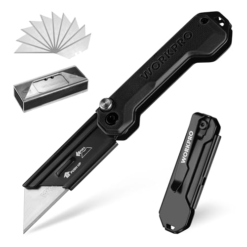 WORKPRO Klappmesser Universalmesser, Cuttermesser, Taschenmesser mit Schnellwechselmechanismus, G10-Griff, mit 10 zusätzlichen SK5-Klingen, Ideal zum Schneiden von Leder, PVC, Papier, Schwarz WORKPRO Klappmesser Universalmesser, Cuttermesser, Taschenmesser mit Schnellwechselmechanismus, G10-Griff, mit 10 zusätzlichen SK5-Klingen, Ideal zum Schneiden von Leder, PVC, Papier, Schwarz von WORKPRO