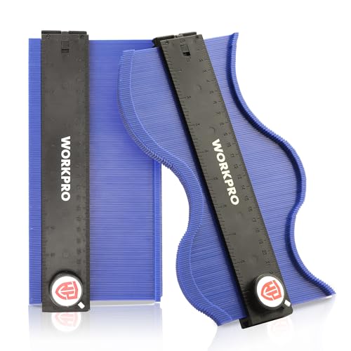 WORKPRO Konturenlehre mit Feststeller (25+25 cm), 2-Pack, Anschließbare Vervielfältigungslehre Konturmessgerät mit Verriegelung Duplikator, Präzises Kopieren unregelmäßiger Formen von WORKPRO