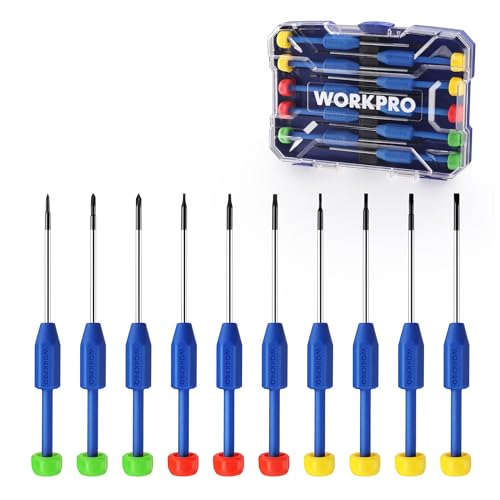 WORKPRO Mini Schraubenzieher Set 11tlg. mit Box, Präzision Schraubendreher klein SL/PH/Torx, Präzisionsschraubenzieher Set für Uhr Elektronik Reparatur Feinmechanik von WORKPRO