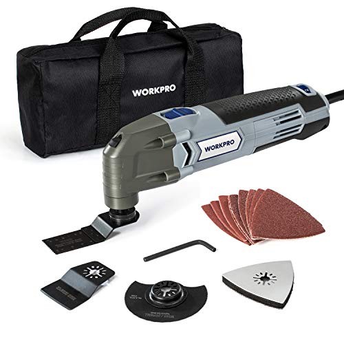 WORKPRO Multifunktionswerkzeug Oszillationswerkzeug Oszillierer Multitool 300 Watt 6 Einstellbare Geschwindigkeiten zum Entfernen,Schaben,Schneiden,Polieren mit 16 Zubehör und Tasche von WORKPRO