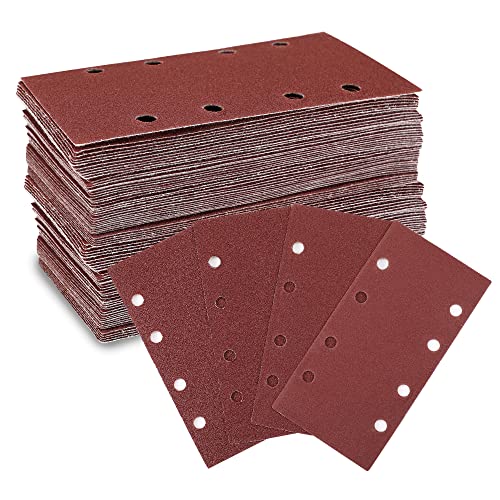 WORKPRO Schleifblatt Set 100 Stück, Schleifpapier Klett Körnung 40/60/80/120, 8 Löcher, Zubehör für Multischleifer, Schwingschleifer, für Holz Metall und Farbe von WORKPRO