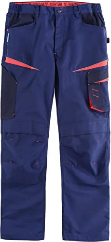 Workteam Arbeitshose, Canvas Stoff (extrem robust und langlebig) Elastisch am Bund Unisex Marineblau + Dunkles Marineblau + Rot A.V. S von WORKTEAM