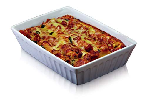 KitchenCraft World of Flavours Lasagne-Schale, Cannelloni und Nudelauflauf, Steingut, 33 x 21 cm, Weiß von KitchenCraft