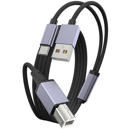 Printer USB Kabel, USB A und USB C auf USB-B 2.0 für MacBook Pro, USB C MIDI Kabel Nylon Geflochten für Yamaha Casio Digital Piano MIDI Controller Drucker 6m Printer USB Kabel, USB A und USB C auf USB-B 2.0 für MacBook Pro, USB C MIDI Kabel Nylon Geflochten für Yamaha Casio Digital Piano MIDI Controller Drucker 6m von WORLDBOYU