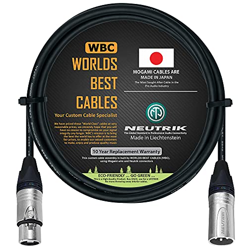 75 cm – symmetrisches Mikrofonkabel, maßgeschneidert von Worlds Best Cables – mit Mogami 2549 (schwarz) Draht und Neutrik NC3MXX & NC3FXX Silver XLR Stecker von WORLDS BEST CABLES