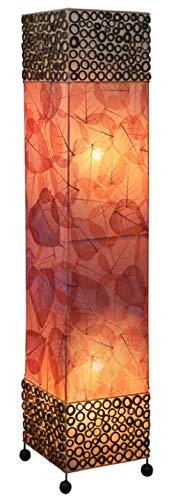WORU Lampe Emilian - Stehlampe mit roten Blättern und Bambusringen, wahlweise in 100 cm oder 150 cm, Deko-Leuchte, Stimmungsleuchte (100 cm) von WORU