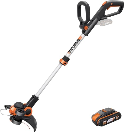 WORX 18V Akku Rasentrimmer, 2-in-1 Rasentrimmer mit 90° drehbarer Trimmerkopf, 30cm Schnittdurchmesser, Teleslopstiel, 2Ah Akku und Ladegerät von WORX