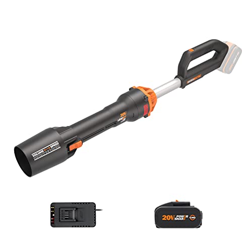 WORX WG543E Nitro Profi Akku-Laubbläser Leafjet 20V - leistungsstarker bürstenloser Motor - Luftgeschwindigkeit 209km/h – Luftmenge 696m³/h - leicht & kompakt - inkl. 4Ah PowerShare Akku & Ladegerät von WORX