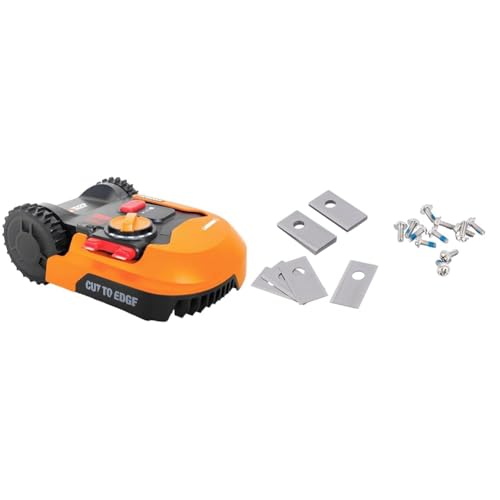 WORX Landroid Plus WR165E Mähroboter für kleine Gärten bis 500 qm mit WLAN, Bluetooth und schwimmendem Mähdeck +WA0190 Landroid Ersatzmesser von WORX