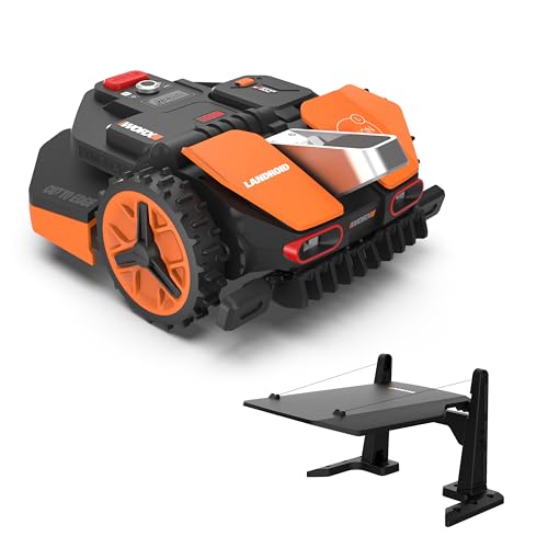 WORX Landroid Vision L1300 Mähroboter WR213E.1 für Gärten bis 1300m², AI Rasenmäher Roboter ohne Begrenzungskabel, aktive Hindernisvermeidung mit KI-Technologie, Igelschutz + WA0825 Vision Garage von WORX