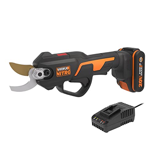 WORX NITRO 18V(20V Max) Elektrische Akku-Gartenschere WG330E.1, PowerShare, bürstenlos, 25mm Schneidleistung, für Garten und Obstbäume, inklusive Akku und Ladegerät von WORX