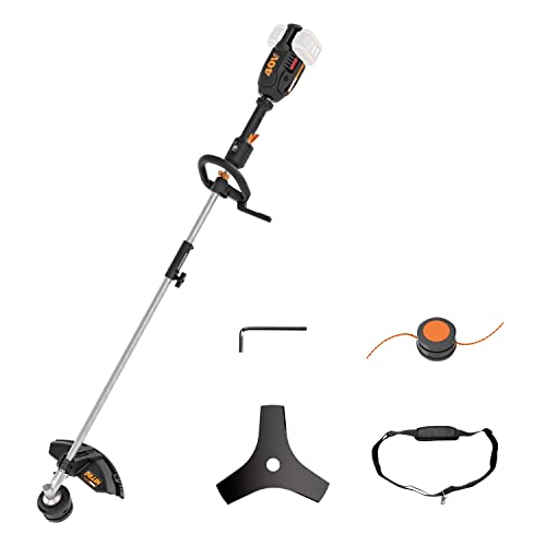 WORX Nitro WG186E.92 Akku Sense Rasentrimmer & Freischneider 40V (2x20V) - leistungsstarker bürstenloser Motor - Diverse Aufsätze - schneller Fadenwechsel - 38cm SchnittkreisØ - ohne Akku & Ladegerät von WORX