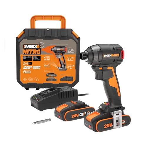 WORX Nitro Akku-Schlagschrauber 20V WX265 - leistungsstarker Brushless Motor - 3 Geschwindigkeitsstufe & 2 Modi - 200Nm Drehmoment - 3400 U/min - leicht & kompakt - inkl. 2x 2Ah Akkus & Ladegerät WORX Nitro Akku-Schlagschrauber 20V WX265 - leistungsstarker Brushless Motor - 3 Geschwindigkeitsstufe & 2 Modi - 200Nm Drehmoment - 3400 U/min - leicht & kompakt - inkl. 2x 2Ah Akkus & Ladegerät von WORX
