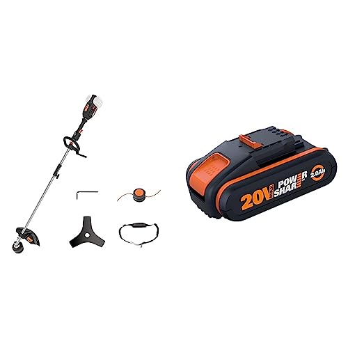 WORX Nitro WG186E.92 Akku Rasentrimmer & Freischneider 40V & WA3551.1 PowerShare Akku 20V - 2000mAh Li-Ion, wiederaufladbarer, Akku für alle WORX Geräte von WORX