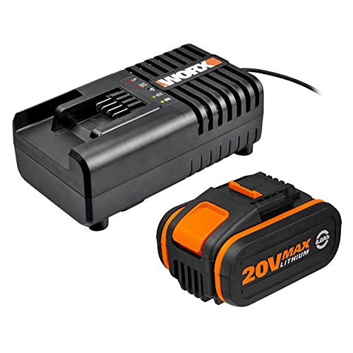 WORX WA3604 PowerShare Akku mit Akku Ladestation Set: - 20V 4000mAh Li-Ion Akkubatterie & Akku Ladestation - Akku für alle WORX Elektro- & Gartengeräte von WORX