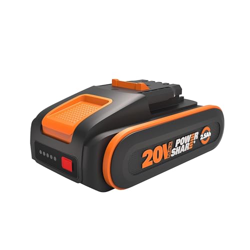 WORX WA3640 PowerShare Akku 20V - 2500mAh Li-Ion, wiederaufladbarer - kompakter Akku mit höher Sicherheit & längerer Laufzeit - mit LED Ladestandanzeige - kompatibel Geräte von WORX