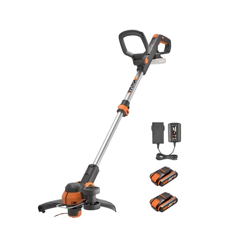 WORX WG163E Akku Rasentrimmer 20V – Kantenschneider Rasen – 2-in-1 Funktion: Rasentrimmer und Kantenschneider – 30cm Schnittdurchmesser – komfortabel & kompakt – inkl. 2x2Ah Akkus & Ladegerät von WORX