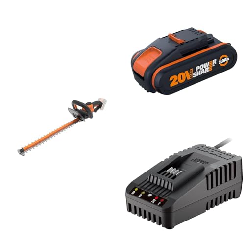 Worx WG264E Akku-Heckenschere 20V - effizienter & präziser Schnitt durch hochwertige Doppelklinge - 56 cm Schwertlänge – 20mm Zahnabstand - Messerspitzenschutz - inkl. 2Ah Akku & Ladegerät von WORX