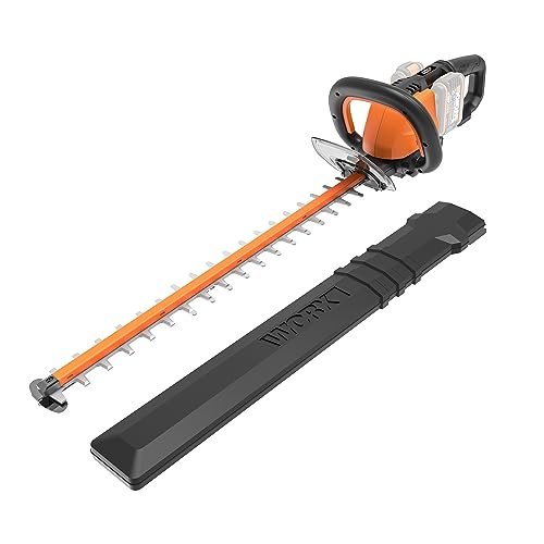 WORX WG284E.9 Akku Heckenschere 40V (2X20V) - 60cm Dual Schnittklingen für sauber und gleichmäßige Schnitte - 27mm Zahnabstand - leicht & stabil - Handschutz - ohne Akku & Ladegerät von WORX