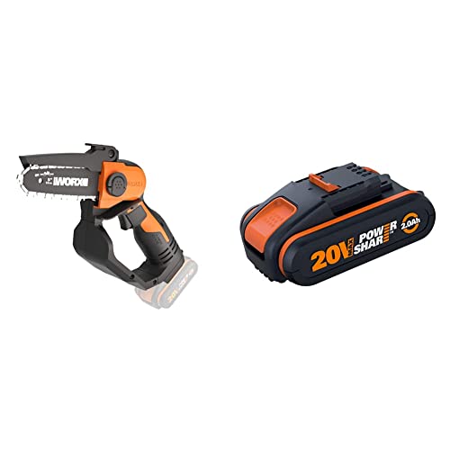 WORX WG324E.9 Akku-Einhand-Astsäge 20V - 12cm Schwertlänge - ohne Akku und Ladegerät & WA3551.1 PowerShare Akku 20V - 2000mAh Li-Ion, wiederaufladbarer, Akku für alle WORX Geräte von WORX