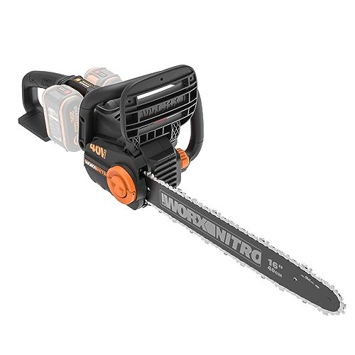 WORX WG385E.9 NITRO Akku Kettensäge 40V(2x20V) - bürstenloser Motor - automatische Kettenspannung & Kettenschmierung - 40cm Schnittlänge - 18m/s Schnittgeschwindigkeit - ohne Akku & Ladegerät von WORX