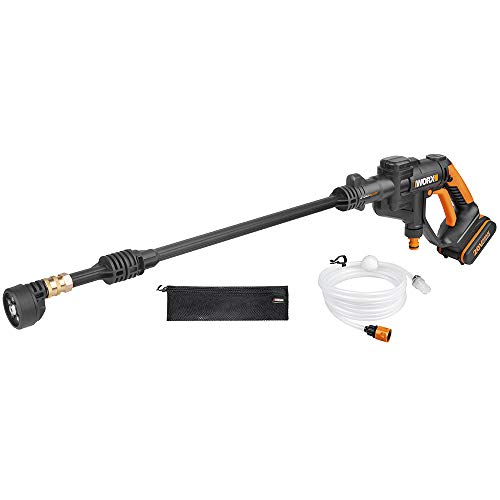 WORX WG629E Akku Hochdruckreiniger Hydroshot 20V – Mobiler Hochdruckreiniger inkl. Multi-Sprühdüse, kurze Lanze, Verlängerung für Lanze, 6m Schlauch, Tragetasche, Ladegerät & 20V Li-Ion Akku von WORX