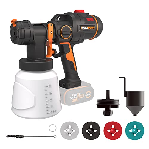 WORX WX020.9 Nitro Akku-Farbsprühsystem 20V - leistungsstark bürstenloser Motor - 3 Sprühform & 4 Düsengrößen - einfache Reinigung - gleichmäßiges Sprühen - ohne Akku & Ladegerät WORX WX020.9 Nitro Akku-Farbsprühsystem 20V - leistungsstark bürstenloser Motor - 3 Sprühform & 4 Düsengrößen - einfache Reinigung - gleichmäßiges Sprühen - ohne Akku & Ladegerät von WORX