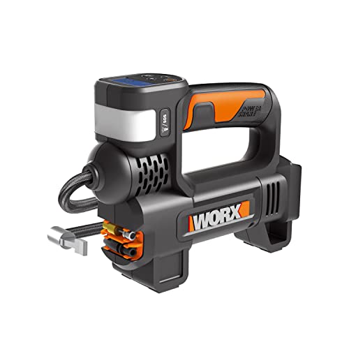 WORX WX092.9 Akku-Kompressor - 4 in 1: multifunktionale Luftpumpe mit punktgenauer Digitalanzeige & Druckkontrolle, Arbeitsleuchte & SOS-Notsignalleuchte - max. 10 bar - ohne Akku & Ladegerät von WORX