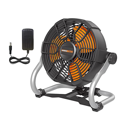 WORX NITRO 20V Akku-Baustellenlüfter WX095.9 - max. 6 Stunden Betriebszeit - 2 Geschwindigkeitsstufen - 360° drehbarer Kopf - PowerShare Akku kompatibel - ohne Akku & Ladegerät - mit AC-Adapter von WORX