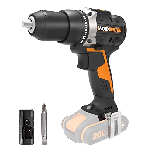 WORX NITRO WX102.9 Akku Bohrschrauber 20V – Bürstenloser Akkuschrauber - 60Nm, 2-Gang-Getriebe und LED-Licht – Akkubohrer zum Bohren & Schrauben - ohne Akku & Ladegerät von WORX