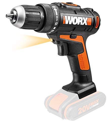 WORX WX166.9 Akku-Bohrschrauber – 20V Profi Werkzeug zum Bohren und Schrauben – PowerShare kompatibel – Wird ohne Akku & Ladegerät geliefert von WORX