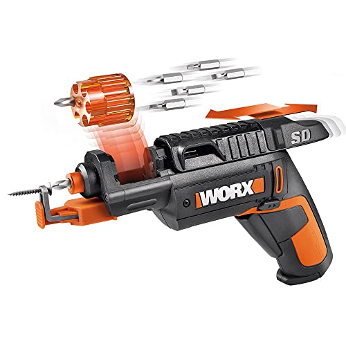 WORX WX255 Akkuschrauber mit automatischem Wechsel des Bit-Magazins & optionalem Schraubenhalter für schnelles, müheloses Schrauben – 4V Schrauber mit Li-Ion Akku inkl. 5 Bits & 1 Vorbohrer von WORX