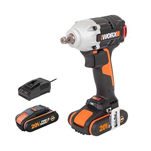 WORX WX272 Nitro Bürstenloser Akku Schlagschrauber 20V - 300Nm, Mit Variablem 3-Gang-Getriebe Und LED-Licht - Ideal Für Diverse Schraubarbeiten - Mit Akku, Ladegerät Und Koffer von WORX