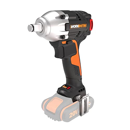 WORX WX272.9 NITRO Bürstenloser Akku Schlagschrauber 20V - 300Nm, Mit Variablem 3-Gang-Getriebe Und LED-Licht - Ideal Für Diverse Schraubarbeiten - Ohne Akku Und Ladegerät von WORX