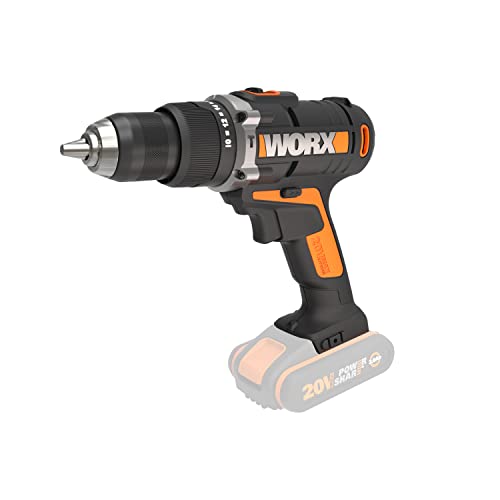 WORX WX372.9 Akku Schlagbohrschrauber 20V - 50Nm, 2-Gang-Getriebe & LED-Licht - zum Schrauben, Bohren & Schlagbohren – Mit Doppelbit, ohne Akku & Ladegerät von WORX