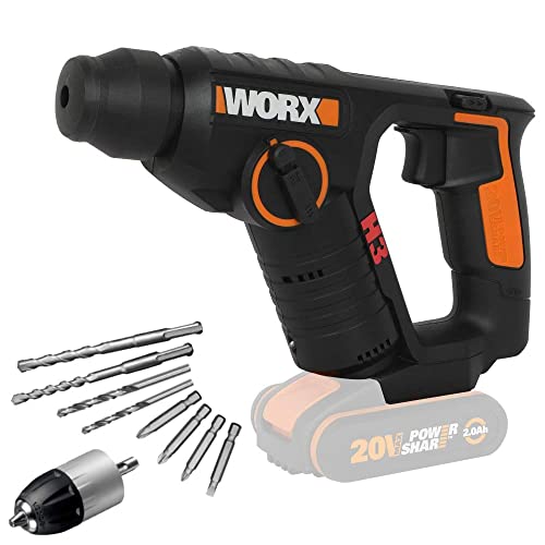 WORX WX394.91 Akku-Bohrhammer 20V - 3 IN 1 multifunktionales Gerät als Hammer, Bohrer und Schraubendreher - starke Leistung 1,5 J Schlagenergie- variable Geschwindigkeit – ohne Akku & Ladegerät von WORX