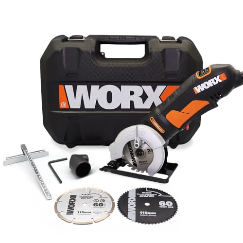 WORX WX423.1 Kompakte Kreissägen 400W - Leerlaufdrehzahl 3600/min - 27mm Schnitttiefe - Einhand-Bedienung - schnelle Tiefeneinstellung - Spindelarretierung - Sicherheit durch Alu-Sägeblattschutz von WORX