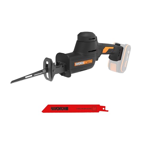 WORX WX501.9 Akku-Säbelsäge 20V – leistungsstarke Brushless Motor – 26mm Hublänge – 0-3000/min Leerlaufdrehzahl– leicht & kompakt – werkzeugloser Messerwechsel – LED Licht – ohne Akku & Ladegerät von WORX